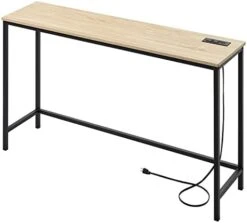 Lifewit 39.4” Console Entryway Table With 2 Power Outlets And 2 USB Ports,Industrial Narrow Sofa Table For Hallway, Living Room,Bedroom,Kitchen, Metal Frame, Rustic Brown, Easy Assembly -Best Furniture Store 41DX1u1OC0L. AC