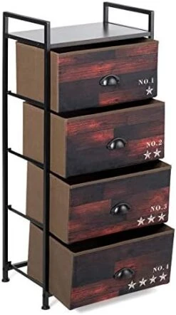 3 Drawer Dresser, Vertical Dresser Storage Tower With Fabric Drawers And Steel Frame, Industrial Wood Look Organizer Unit For Bedroom Closet Entryway, Retro Freestanding Dresser -Best Furniture Store 41De0PEB97L. AC
