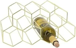 HOMOKUS Wine Rack Countertop Metal Wine Holder 9 Bottles Tabletop Wine Rack Storage Wine Shelf Portable Wine Cabinet Freestanding Wine Holder For Bar Counter Restaurant Table And Living Room (Gold) -Best Furniture Store 41DjBghto8L. AC