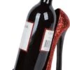 Hilarious Home 8.5" X 7"H High Heel Wine Bottle Holder - Stylish Conversation Starter Wine Rack (Red Glitter)