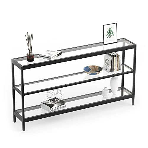 Evajoy Console Table, 55" Entryway Table With 3 Tiers, Open Glass Sofa Table For Living Room, Foyer, Entryway, Bedroom, Hallway 1 Evajoy Console Table, 55" Entryway Table With 3 Tiers, Open Glass Sofa Table For Living Room, Foyer, Entryway, Bedroom, Hallway