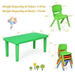 GENERIC BETTARY Kids Table And 4 Chair Set, Educational Learn Set W/Rectangular Table & Stackable Colorful Chairs, Durable Plastic Learn And Play Set For Playroom Daycare, Kindergarten 13 GENERIC BETTARY Kids Table And 4 Chair Set, Educational Learn Set W/Rectangular Table & Stackable Colorful Chairs, Durable Plastic Learn And Play Set For Playroom Daycare, Kindergarten -Best Furniture Store 41EFNnmoWcS