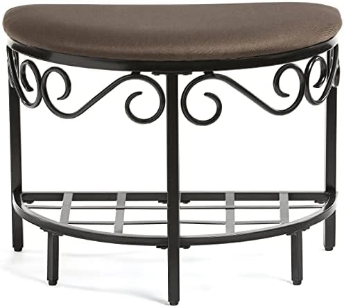 Heather Gray Shoe Bench - Vanity Seat For Makeup Room, Dressing Stool, Entryway Bench - Powder Coated, Upholstered, Space Saving 10 Heather Gray Shoe Bench - Vanity Seat For Makeup Room, Dressing Stool, Entryway Bench - Powder Coated, Upholstered, Space Saving - Image 10