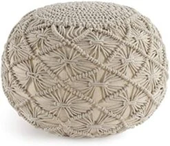 Pouf Ottoman - Hand Knitted Macrame Ottoman Pouf, Large Pouf Ottoman Foot Rest For Couch, 100% Cotton Cord, Poufs For Living Room, Floor Pouf Ottoman - 20 Diameter X 14 Height - Pure Natural -Best Furniture Store 41EJfKBSXL. AC