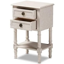 Baxton Studio Lenore 2 Drawer Nightstand In Whitewashed -Best Furniture Store 41EVmFaddJL