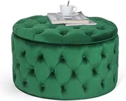 Homebeez Round Velvet Storage Ottoman, Button Tufted Footrest Stool Coffee Table For Living Room (Grey) 22 Homebeez Round Velvet Storage Ottoman, Button Tufted Footrest Stool Coffee Table For Living Room (Grey) -Best Furniture Store 41EWePDtYnL. AC