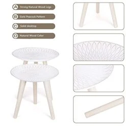 TRSPCWR Nesting Tables Set Of 2, Round Nesting Coffee Table, End Table With Gold Peacock Pattern, Easy Assembly Retro Side Desk For Living Room, Bedroom, Office, 15.7in 13.7in 10 TRSPCWR Nesting Tables Set Of 2, Round Nesting Coffee Table, End Table With Gold Peacock Pattern, Easy Assembly Retro Side Desk For Living Room, Bedroom, Office, 15.7in 13.7in -Best Furniture Store 41EXk0hfJ9S