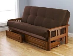 Toronto Futon Set Frame And Mattress Full Size Wood Finish W/ 8 Inch Innerspring Matt Includes Choice To Add Drawers Sofa Bed Couch Sleeper (Frame, Matt And Drawers Set, Azure) -Best Furniture Store 41EYICRhbfL. AC