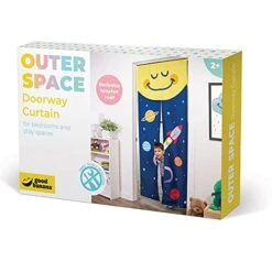 Outer Space Doorway Curtain - Room Divider With Split Panels, Ties, And Tension Rod For Doors 29 To 40 Inches For Kids Rooms -Best Furniture Store 41Eaep5jhaL