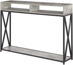 Convenience Concepts Tucson Deluxe Console Table With Shelf, Weathered Gray/Black -Best Furniture Store 41EbovP8UlL. AC