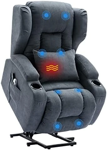 OBBOLLY Power Lift Recliner Chair For Elderly, Massage Chair Recliner With Heat, Linen Fabric Lazy Sofa Chairs With Cup Holders, USB, Side Pockets For Living Room 9 OBBOLLY Power Lift Recliner Chair For Elderly, Massage Chair Recliner With Heat, Linen Fabric Lazy Sofa Chairs With Cup Holders, USB, Side Pockets For Living Room - Image 9