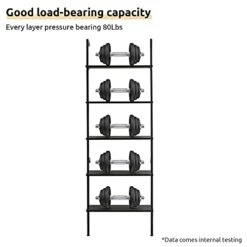 APICIZON 5 Tier Ladder Shelf, Industrial Wall Shelf With Wood Shelves And Stable Metal Frame, Open Wall Mount Bookcases, Display Shelves, Plant Flower Rack For Home Office, Balcony, Bathroom, Black -Best Furniture Store 41EdRpOEgvL