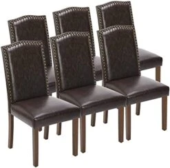 OLIXIS Dining Chairs Set Of 4, Living Room Chairs, Dining Room Chairs, Upholstered Fabric Dining Chairs, Parsons Chairs With Nailhead Trim And Wood Legs, Modern Armless Kitchen Side Chair, Dark Brown -Best Furniture Store 41EmNKiTnL. AC