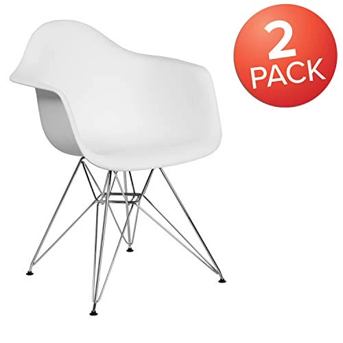 Flash Furniture 2 Pack Alonza Series White Plastic Chair With Chrome Base 3 Flash Furniture 2 Pack Alonza Series White Plastic Chair With Chrome Base - Image 3