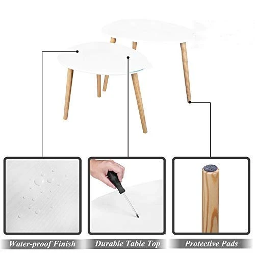 Bonnlo Nesting Tables End Tables Set Of 2 For Living Room, Home And Office, White 3 Bonnlo Nesting Tables End Tables Set Of 2 For Living Room, Home And Office, White - Image 3