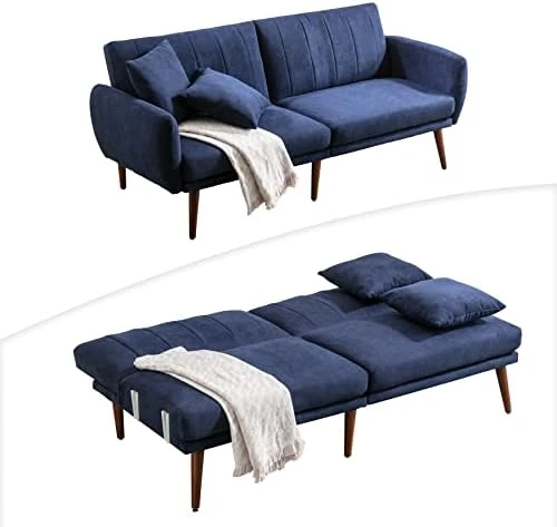 BNEHS Convertible Sofa Bed With Adjustable Backrest,Futon Loveseat Couch Bed With Wooden Frame & Leg - Modern Sleeper Sofa With Storage For Small Living Room,Dorm,Studio(Yellow) 7 BNEHS Convertible Sofa Bed With Adjustable Backrest,Futon Loveseat Couch Bed With Wooden Frame & Leg - Modern Sleeper Sofa With Storage For Small Living Room,Dorm,Studio(Yellow) - Image 7