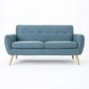 Christopher Knight Home Josephine Mid-Century Modern Petite Fabric Sofa, Blue / Natural