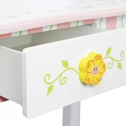 - Princess & Frog Kids Vanity Table And Stool Set , 1 Drawer, Gift For Kids, White Pink, Crown -Best Furniture Store 41FM8FQKxoL