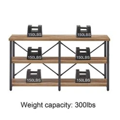 BON AUGURE Rustic Console Table With Shelves Behind Sofa, Industrial 3 Tier Entry Table For Hallway, Farmhouse Entryway Table For Living Room (55 Inch, Vintage Oak) 11 BON AUGURE Rustic Console Table With Shelves Behind Sofa, Industrial 3 Tier Entry Table For Hallway, Farmhouse Entryway Table For Living Room (55 Inch, Vintage Oak) -Best Furniture Store 41FOnGgV3IL