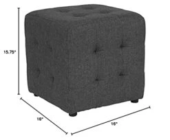 Flash Furniture Avendale Tufted Upholstered Ottoman Pouf In Dark Gray Fabric