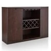 IoHOMES Annadel Contemporary Wine Buffet, Wood Sideboard With Glass Rack, Two Shelved Cabinets And Open Bottom Shelf, Vintage Walnut
