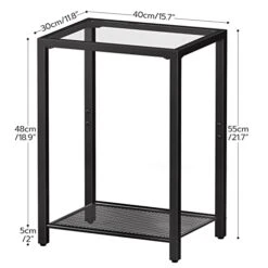 HOOBRO Side Tables With 2 Shelves, Set Of 2 End Tables, Nightstands For Tight Spaces, Tempered Glass Bedside Tables, Modern Metal Frame, For Office, Bedroom, Living Room, Study, Black BK76BZP201 -Best Furniture Store 41FlWL7E9YL