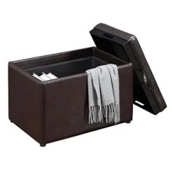 Convenience Concepts Designs4Comfort Accent Storage Ottoman With Reversible Tray, Espresso Faux Leather 22.75 X 15.75 X 16 -Best Furniture Store 41FnnrDYgeL