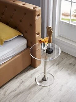MEETLAKE Clear Acrylic Table With Cone Metal Pole (Large, Silver) … -Best Furniture Store 41G3p8kB9XL