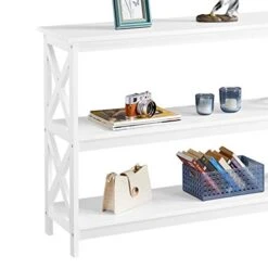Topeakmart 42 Inch Long Console Sofa Table X Design Narrow Entryway Hallway Table W/ 3 Storage Shelves For Living Room, White 14 Topeakmart 42 Inch Long Console Sofa Table X Design Narrow Entryway Hallway Table W/ 3 Storage Shelves For Living Room, White -Best Furniture Store 41G3yu3fQQL