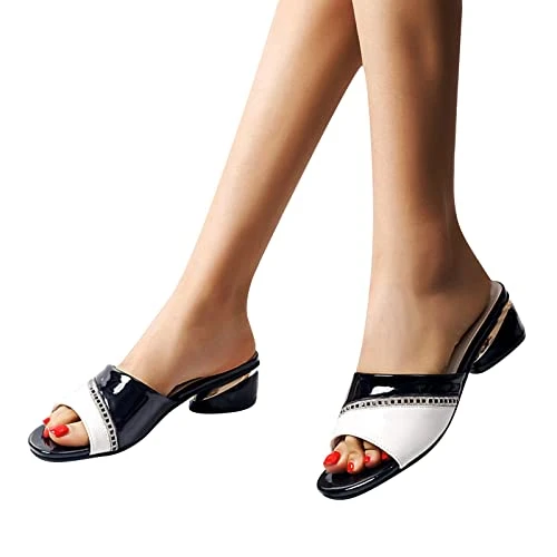 MatureGirl Sandals For Women Sandals For Women Ladies Chunky Heel High Heel Fish Mouth Casual Bohemian Beach Shoes Rhinestone Slippers Wedge Slide Sandals Women (Black, 7.5) 2 MatureGirl Sandals For Women Sandals For Women Ladies Chunky Heel High Heel Fish Mouth Casual Bohemian Beach Shoes Rhinestone Slippers Wedge Slide Sandals Women (Black, 7.5) - Image 2