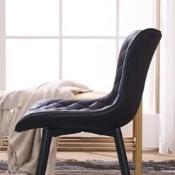 Kidol & Shellder Modern Dining Chairs Black PU Upholstered Kitchen & Dining Room Chairs,Loads Up To 300lbs,3 Mins Quick Assembly -Best Furniture Store 41G721BT0tL