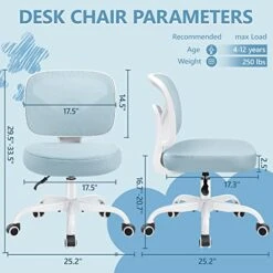 Primy Kids Desk Chair, Pink Study Chair For Boys Girls With Height Adjustable, Swivel Mesh Task Student Chairs For 4-12, Growing Teen Office Chair For Home/School/Office(Light Blue)
