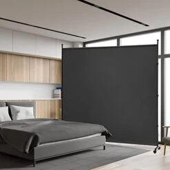 SIMFLAG 6FT Single Panel Room Divider With Wheels,Rolling Fabric Room Dividers For Partition Privacy Screens,Freestanding Wall Divider For Home Office,Restaurant,Hospital,(Black) -Best Furniture Store 41GFhx4GZKL