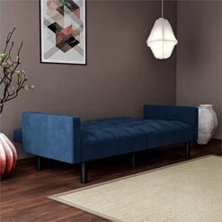 DHP Hayden Convertible Sofa Sleeper Futon With Arms - Blue Microfiber -Best Furniture Store 41GPOb72WJL