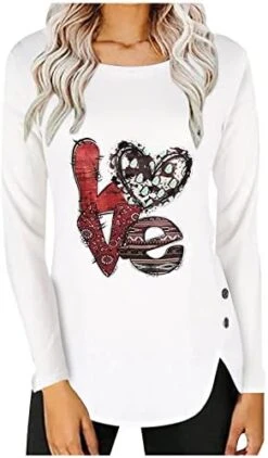 Long Sleeve Shirts For Women,Scoop Neck Fashion Letter Print Pullover Solid Color Basic Tops Slim Fit Tunic Tops -Best Furniture Store 41GUmfnIwpL. AC