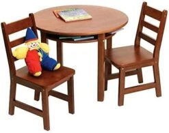 Lipper International Child's Round Table With Shelf And 2 Chairs, White -Best Furniture Store 41GkQiCE7vL. AC