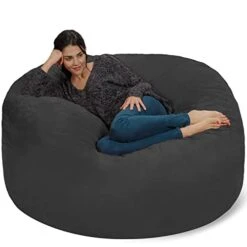 Chill Sack Bean Bag Chair: Giant 5' Memory Foam Furniture Bean Bag - Big Sofa With Soft Micro Fiber Cover - Dark Gray -Best Furniture Store 41GlFphTOeL