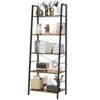 Gadroad Ladder Bookshelf, Industrial 5-Tier Bookcase,Free Standing Ladder Shelf, Utility Organizer Shelves For Plant Flower,Wood Look Accent Furniture With Metal Frame For Home Office,Rustic Brown