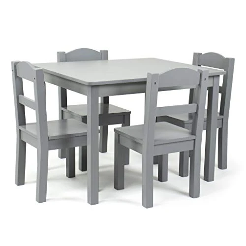 Humble Crew Kids Wood Table And 4 Chair Set, Grey & Supersized Wood Toy Storage Organizer, Extra Large, Grey/White 2 Humble Crew Kids Wood Table And 4 Chair Set, Grey & Supersized Wood Toy Storage Organizer, Extra Large, Grey/White - Image 2