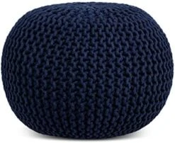 BIRDROCK HOME Round Pouf Foot Stool Ottoman - Knit Bean Bag Floor Chair - Cotton Braided Cord - Great For The Living Room, Bedroom And Kids Room - Small Furniture (Light Grey) -Best Furniture Store 41GxdPyVOwL. AC