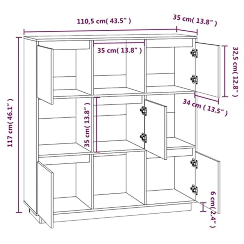 FIRBNUS Highboard Black 43.5"x13.8"x46.1" Kitchen Storage Cabinets Pantry Cabinets Kitchen Pantry Sideboard Cabinet Storage Furniture Wooden Storage Cabinet Tall Cabinet Solid Wood Pine 2 FIRBNUS Highboard Black 43.5"x13.8"x46.1" Kitchen Storage Cabinets Pantry Cabinets Kitchen Pantry Sideboard Cabinet Storage Furniture Wooden Storage Cabinet Tall Cabinet Solid Wood Pine - Image 2