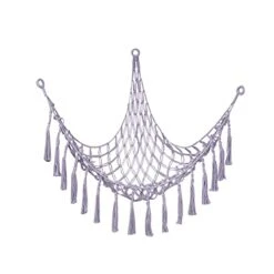 D-GROEE Stuffed Animal Toy Hammock Storage Hammock With Tassel Handmade Cotton Rope Corner Hanging Stuffed Animal Toy Organizer Net Bag Home Decor Purple