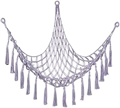 D-GROEE Stuffed Animal Toy Hammock Storage Hammock With Tassel Handmade Cotton Rope Corner Hanging Stuffed Animal Toy Organizer Net Bag Home Decor Purple 7 D-GROEE Stuffed Animal Toy Hammock Storage Hammock With Tassel Handmade Cotton Rope Corner Hanging Stuffed Animal Toy Organizer Net Bag Home Decor Purple - Image 7