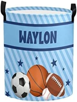 Personalized Laundry Basket Hamper,Ball Sport 11,Collapsible Storage Baskets With Handles For Kids Room,Clothes, Nursery Decor -Best Furniture Store 41H5Q94OoNL. AC