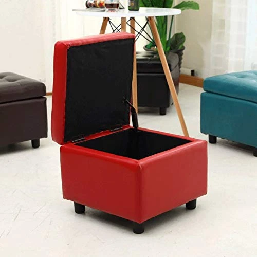 DOUBAO Storage Stool Leather Toy Storage Box Chair Shoe Replacement Stool Square Household Storage Leather Storage Stool (Color : D) 2 DOUBAO Storage Stool Leather Toy Storage Box Chair Shoe Replacement Stool Square Household Storage Leather Storage Stool (Color : D) - Image 2