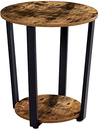 EKNITEY Wood Round End Table - 19.7" Dia. Side Table With Storage Small Table With Sturdy Metal Frame For Living Room Bedroom Couch Snack And Sofa 2-Tier 1 EKNITEY Wood Round End Table - 19.7" Dia. Side Table With Storage Small Table With Sturdy Metal Frame For Living Room Bedroom Couch Snack And Sofa 2-Tier