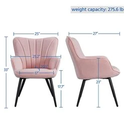 Yaheetech Accent Chair, Modern And Elegant Armchair, Linen Fabric Living Room Chair With Mental Legs And High Back For Living Room Bedroom Office Waiting Room, Pink -Best Furniture Store 41HEyxpxSQS