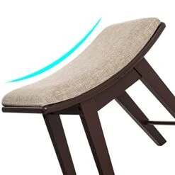 Vanity Stool With Rubberwood Legs, Vanity Bench, Vanity Seat With Padded Cushion, Capacity 330lb, Makeup Dressing Stool For Bedroom, Brown -Best Furniture Store 41HQaxxfTgL