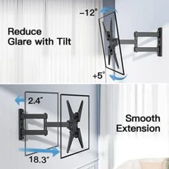 PERLESMITH Full Motion TV Wall Mount For 26-60 Inch TVs, TV Mount With Articulating Arms Swivels Tilt Extension - Wall Mount TV Brackets VESA 400x400 Fits LED LCD OLED 4K TVs Up To 70 Lbs -Best Furniture Store 41HYPEtXuQL