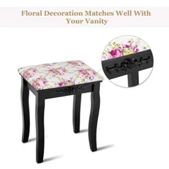 Vanity Stool Wood Dressing Padded Chair Makeup Piano Seat Make Up Bench W/Rose Cushion (Black) 8 Vanity Stool Wood Dressing Padded Chair Makeup Piano Seat Make Up Bench W/Rose Cushion (Black) -Best Furniture Store 41Hc1dpKdtL